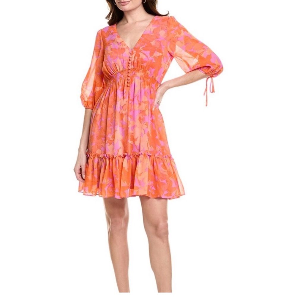 Taylor Orange and Pink Ruffled Tiered Sundress